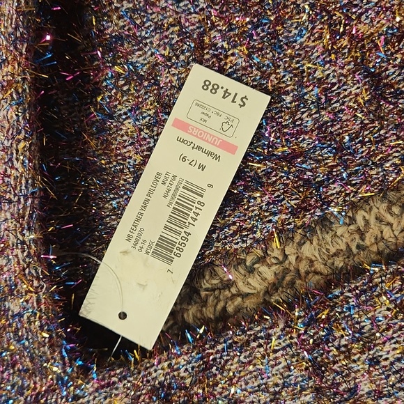 NWT No Boundaries Girl's Feather Yarn Pullover Size M Color Plum/Sparkle - Picture 4 of 7
